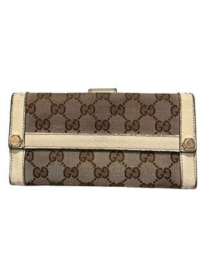 Gucci Monogram Leather Long Snap Wallet